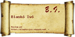 Blaskó Ivó névjegykártya